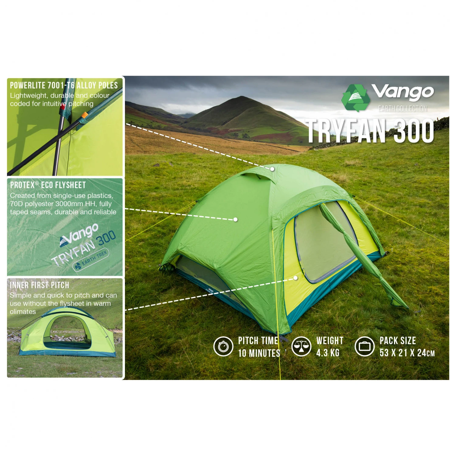 Vango Tryfan 300 - 3-Personen Zelt 2 Vango Tryfan 300 - 3-Personen Zelt – Bild 2